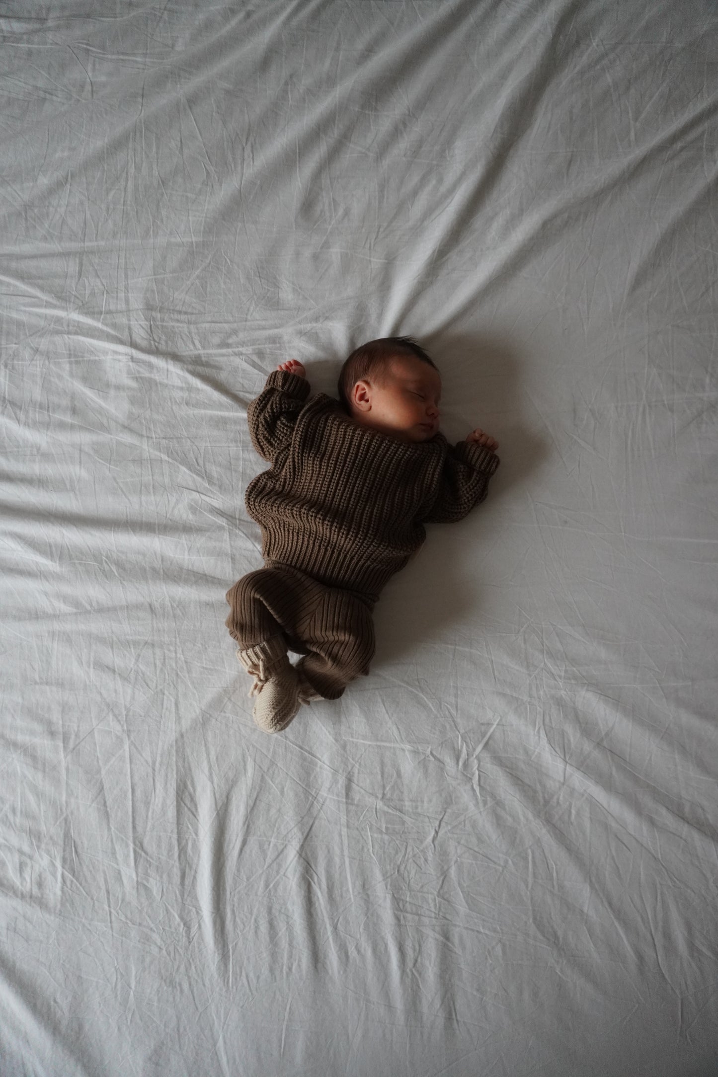 Irregular rib knit Leggings | Coffee - romi.