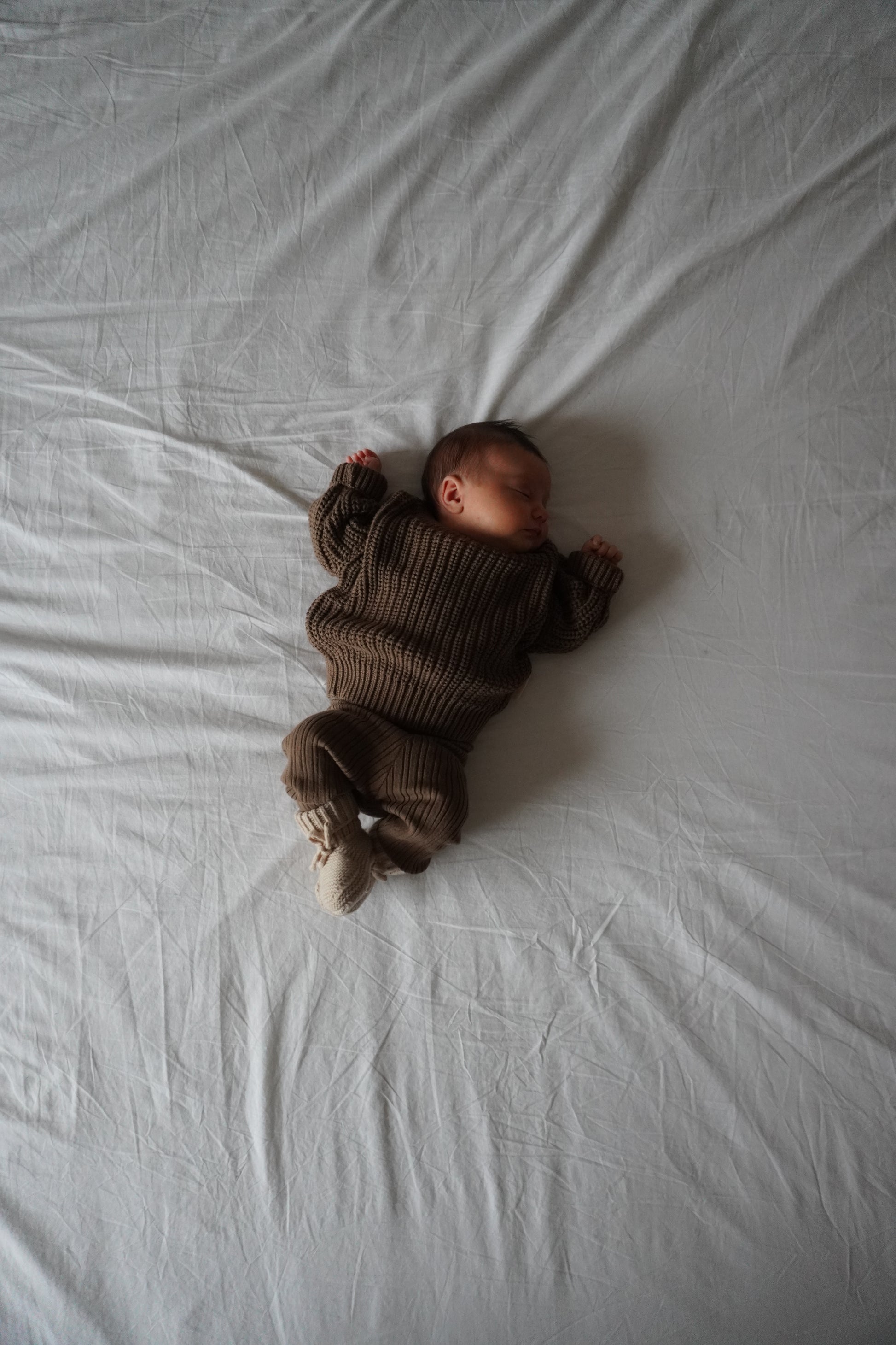 Irregular rib knit Leggings | Coffee - romi.