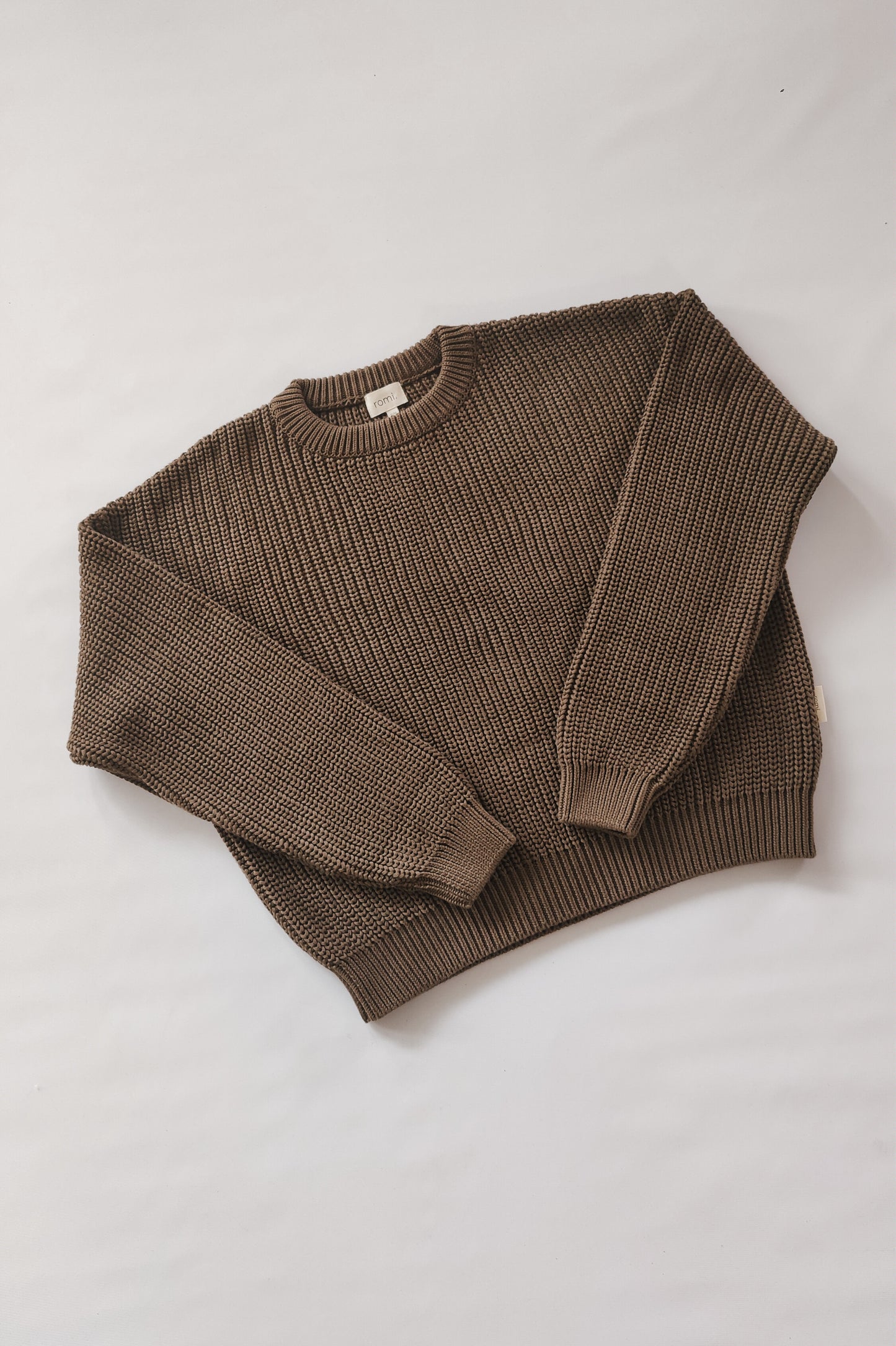 Women Chunky Knit Sweater | Coffee - romi.