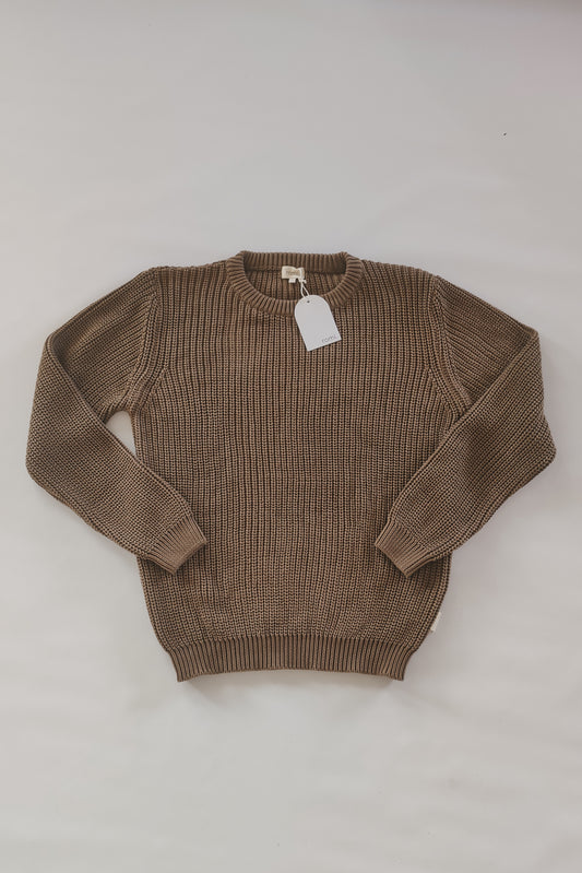 Men Chunky Knit Sweater | Coffee - romi.
